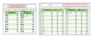 Excel SORTBY 函数按指定列排序并输出动态数组结果