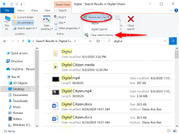 Win10 文件资源管理器 Search Tools 中显示 Recent searches 下拉菜单