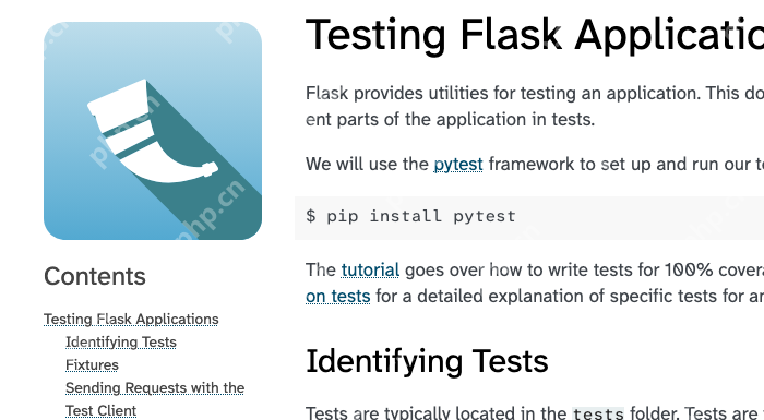 Flask 官方 Testing 文档展示 pytest 测试和应用测试说明