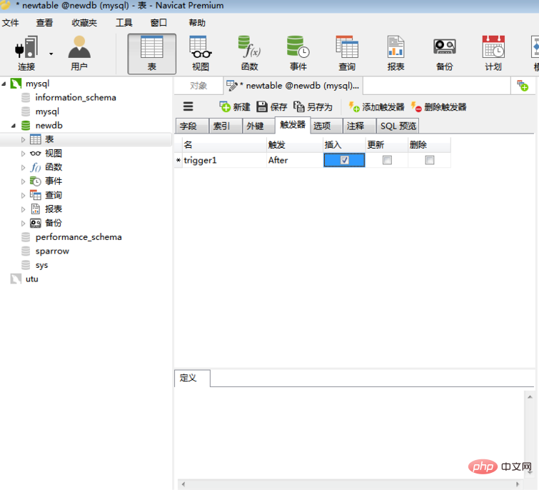 So schreiben Sie Trigger in Navicat