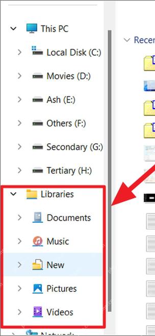 Win11 自定义库显示在 Libraries 列表中