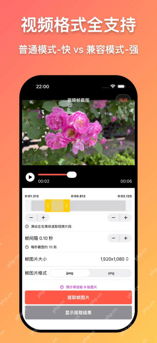 视频帧截图App设置抽帧间隔和图片输出格式