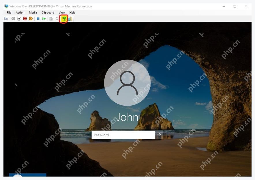 Hyper-V Virtual Machine Connection 中 Windows 登录密码输入框