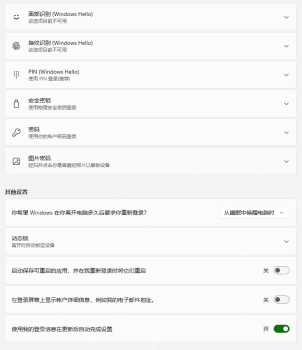 Win11 登录选项页面中的动态锁区域
