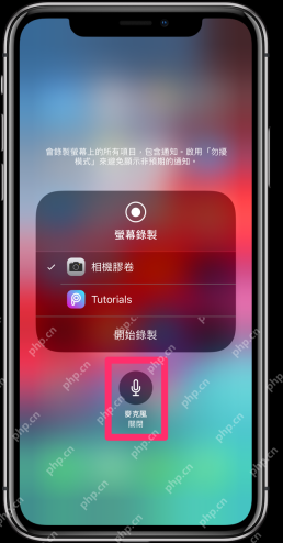 iPhone长按录屏圆点后麦克风关闭