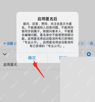知乎匿名提示弹窗里的确定按钮