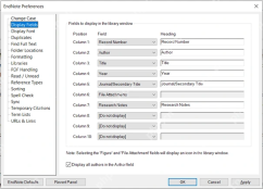 EndNote 21 Windows Preferences 中 Display Fields 可调整文献列表字段