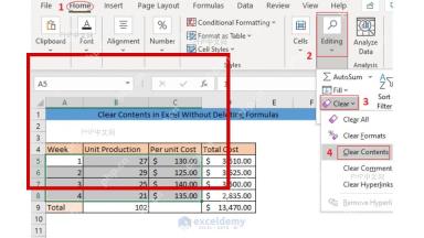 Excel 工作表里选中一块单元格区域，准备清除内容