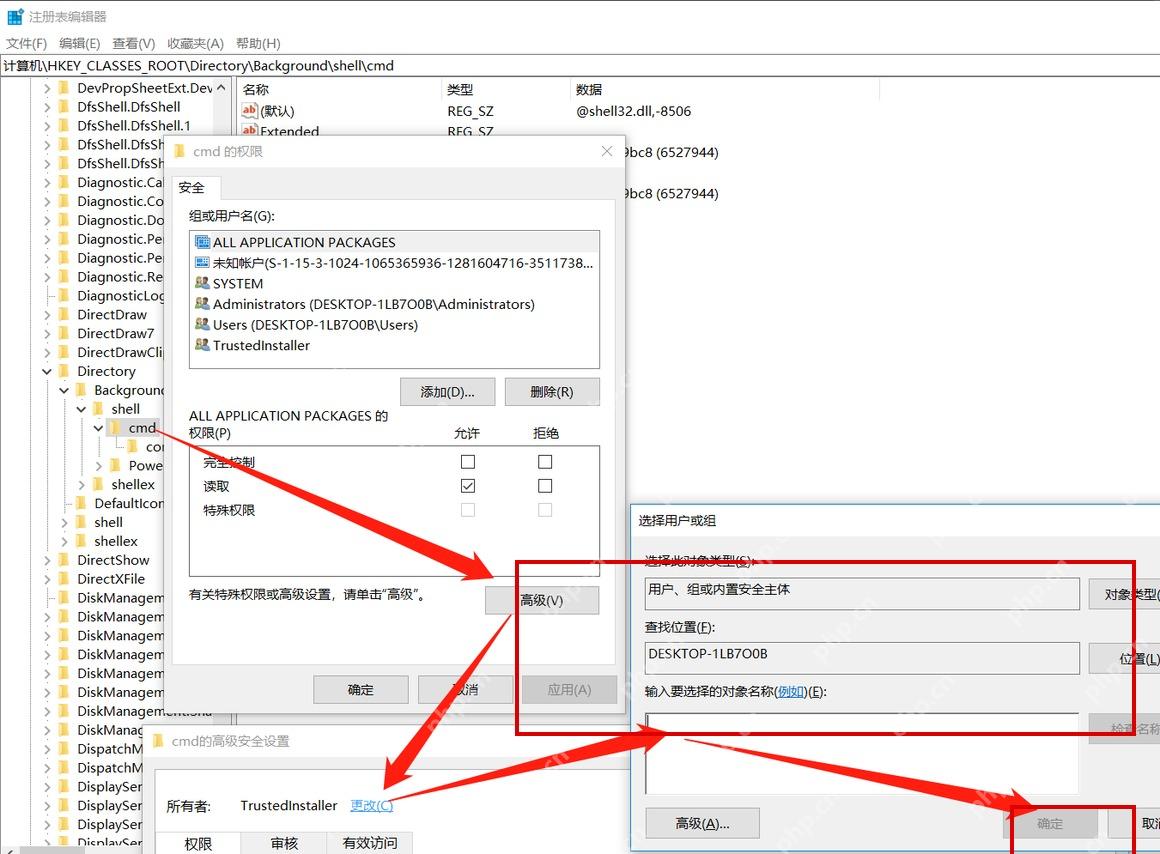 Win11 注册表项高级安全设置中查看所有者和权限项
