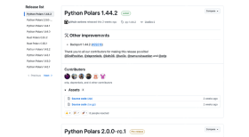 Polars 官方 GitHub Releases 展示 Python Polars 2.0.0-rc.1 预发布和 breaking changes