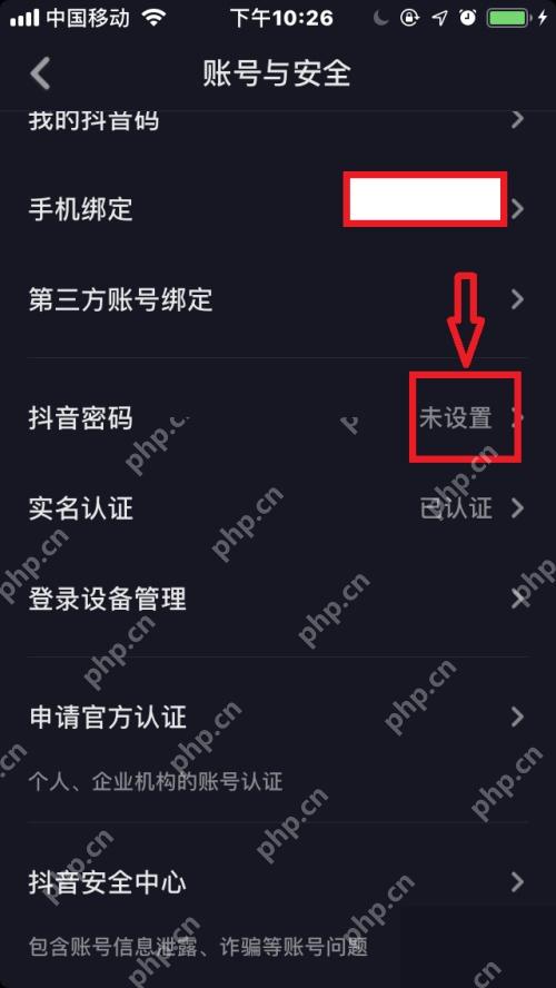 抖音账号与安全页面的抖音密码入口