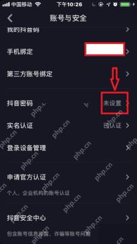 抖音账号与安全页面的抖音密码入口