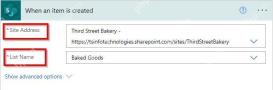 Power Automate 中配置 SharePoint 触发器的站点和列表