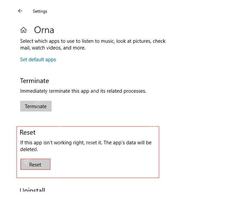 Win10 应用高级选项 Reset 区域提示重置会删除应用数据