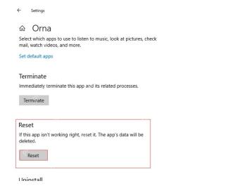 Win10 应用高级选项 Reset 区域提示重置会删除应用数据