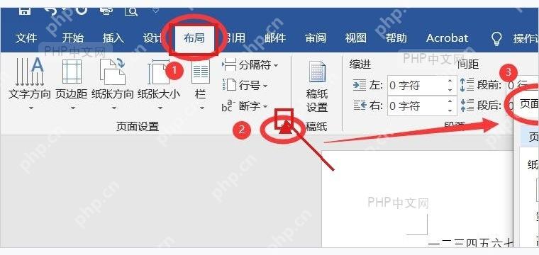 Word 布局页面设置区域右下角的小箭头入口