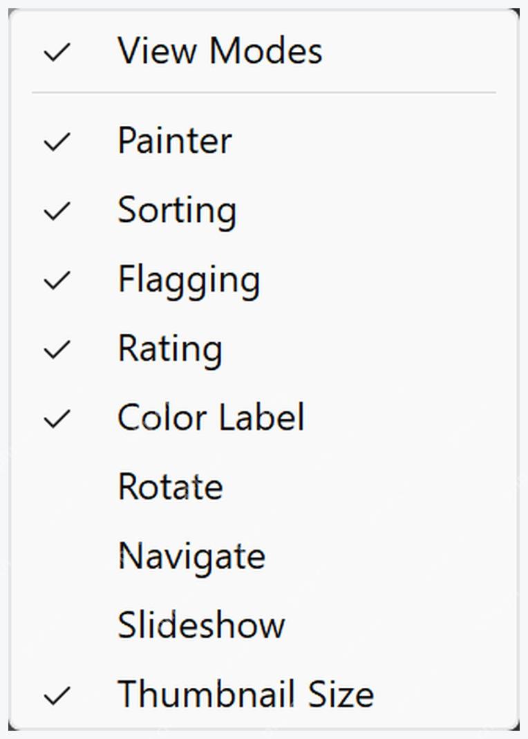 Lightroom Classic 工具栏菜单勾选 Rating 和 Color Label 项