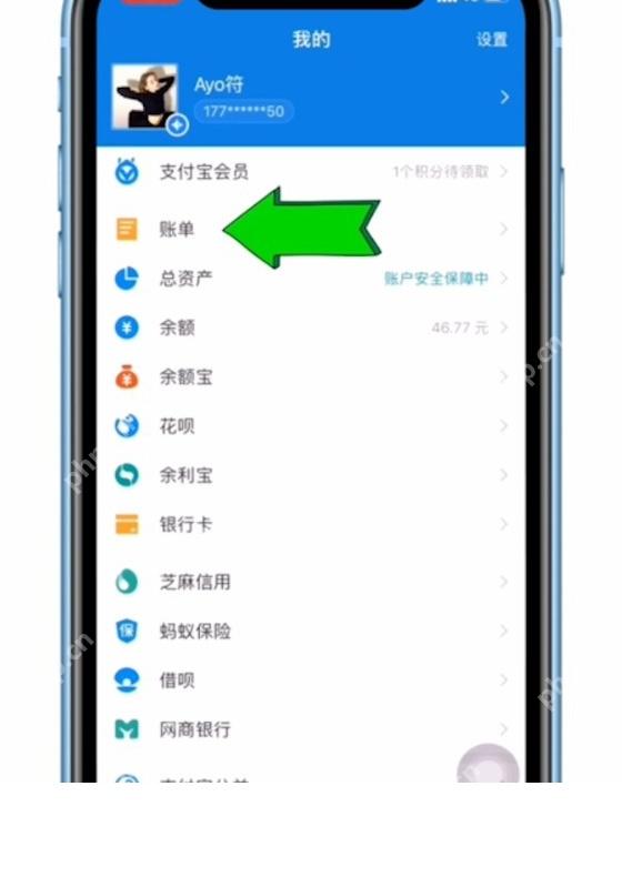 支付宝消费记录怎么查中文界面:我的页面里的账单入口,对应步骤:打开支付宝后进“我的”页,直接点中间位置的“账单”入口。消费记录、退款记录和收款记录都先汇总在这层。