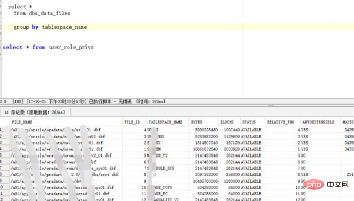 How to check which table spaces Oracle has