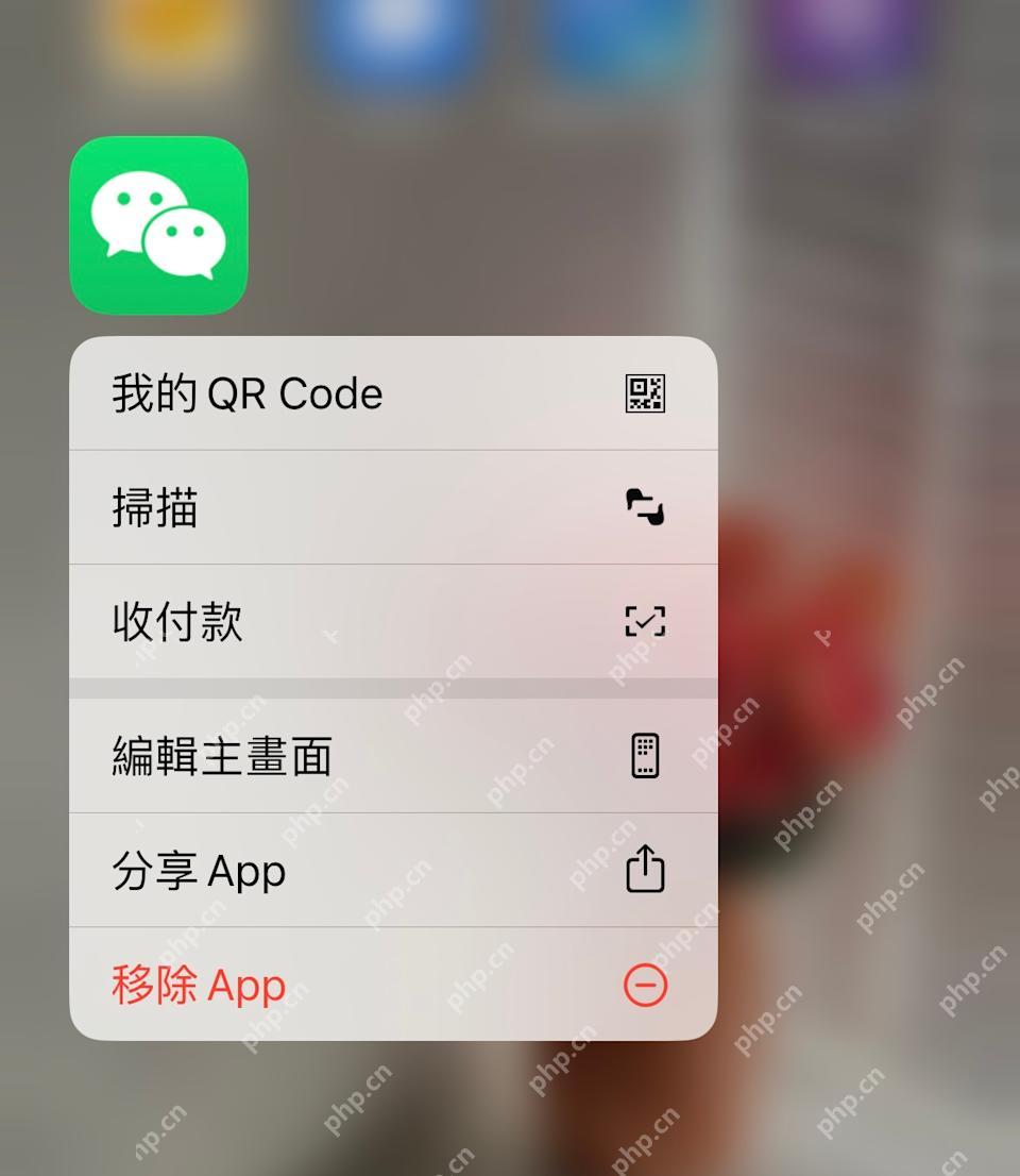 iPhone繁体微信长按菜单显示收付款入口