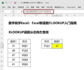 Excel XLOOKUP函数返回结果示例