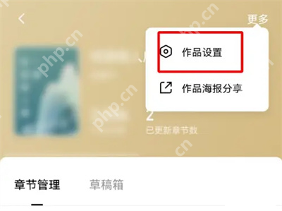 作者作品管理中更多菜单的作品设置入口_番茄免费小说怎么修改自己作品的书名_番茄免费小说作者作品名称修改教程 - php中文网