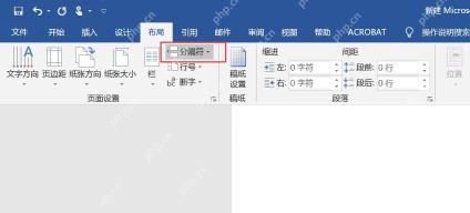 Word布局选项卡中插入分节符