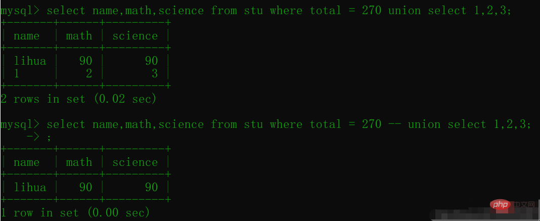 mysql 댓글은 무슨 뜻인가요?