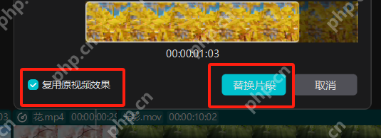 替换片段前勾选复用原视频效果