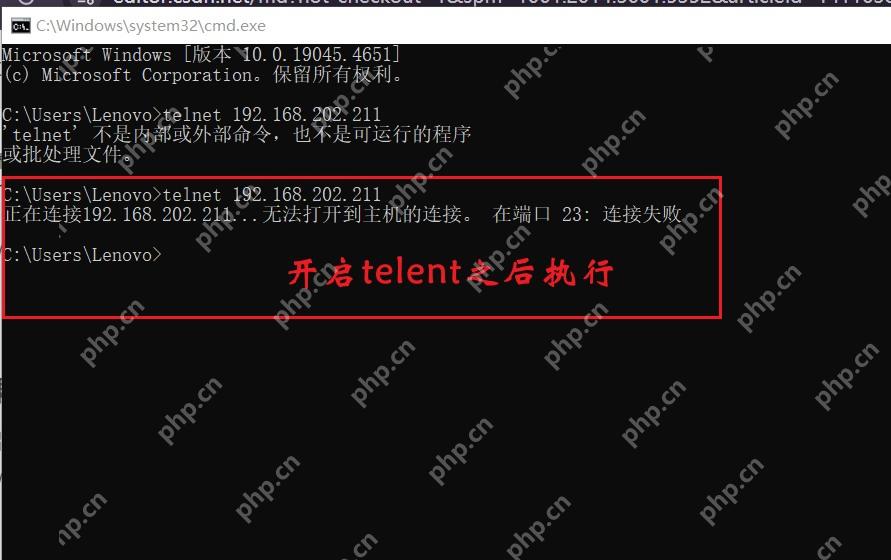 Win11 命令提示符执行 telnet 端口测试命令