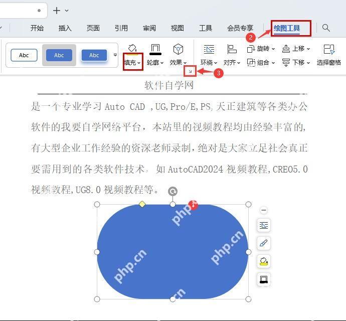 WPS图文混排时先给文本框或背景形状设置填充颜色