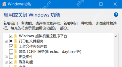 Win10 Windows 功能窗口,工作文件夹客户端的复选框已勾选