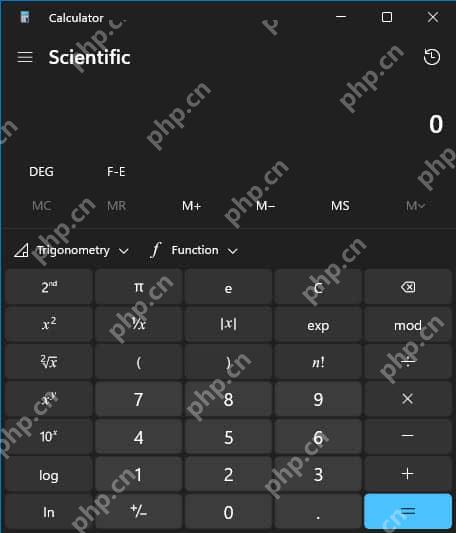 Windows 11 计算器科学模式显示三角函数和函数按钮