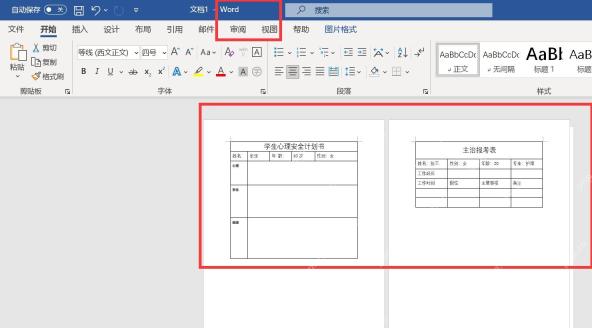 Word 文档左右两页并排显示的页面视图