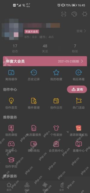 B站我的页大会员入口
