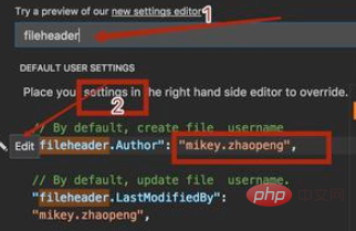 How does vscode automatically add author comments to new files?