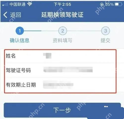 交管12123延期换领驾驶证确认信息页