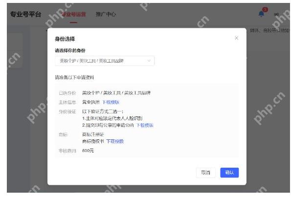 小红书企业专业号认证资料与缴费流程_小红书怎么申请蓝V认证_小红书蓝V认证申请步骤 - php中文网