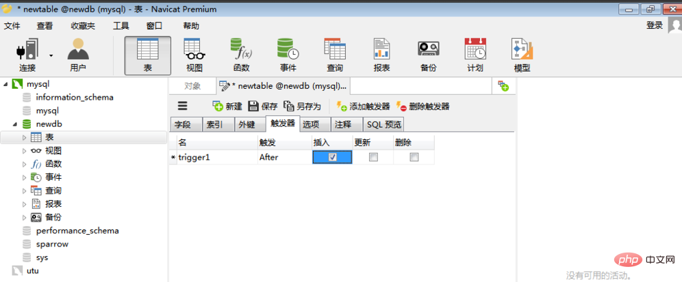 So erstellen Sie einen Trigger in Navicat