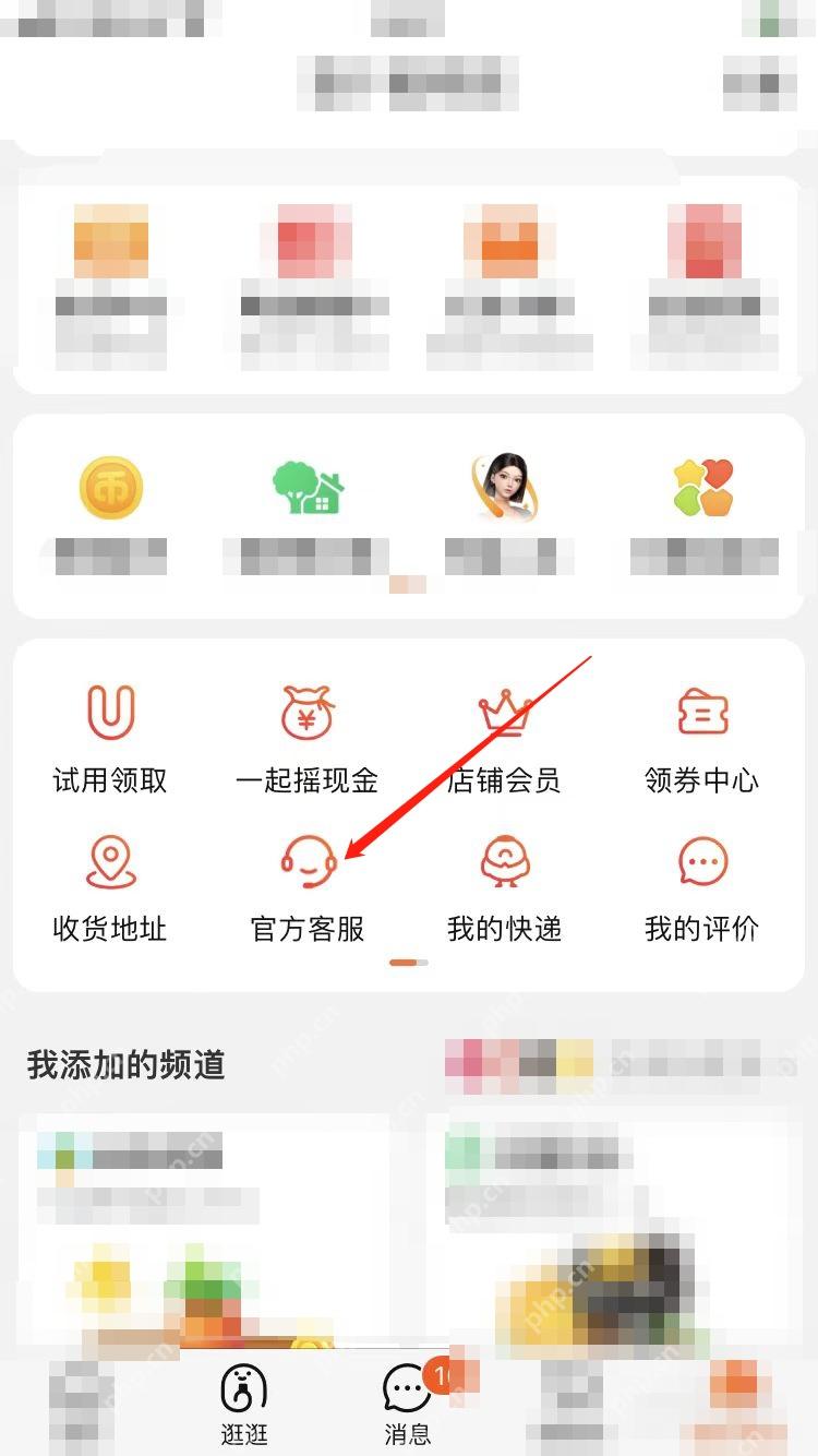 先在“我的淘宝”页面找到“官方客服”入口。