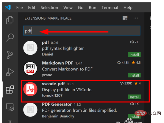 How to open pdf file with vscode