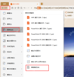 WPS演示另存为菜单中包含PDF和图片等输出格式