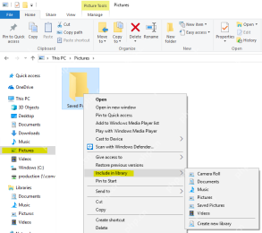 Win10 文件资源管理器右键菜单 Include in library 中显示 Create new library