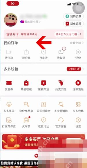 拼多多已评价订单记录里的删除评价入口