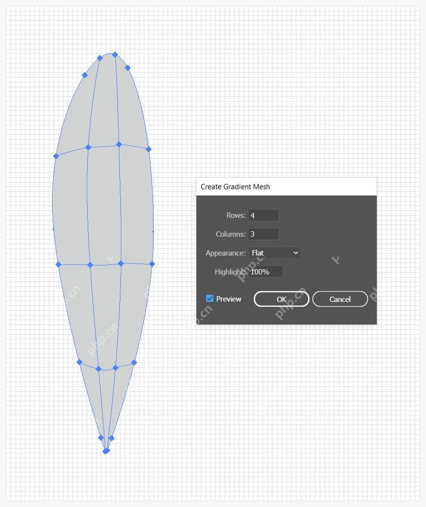 Illustrator Create Gradient Mesh 对话框设置行列数