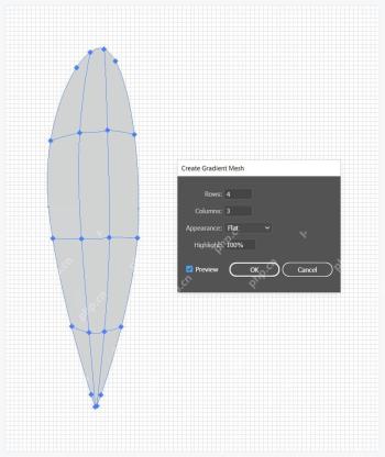 Illustrator Create Gradient Mesh 对话框设置行列数