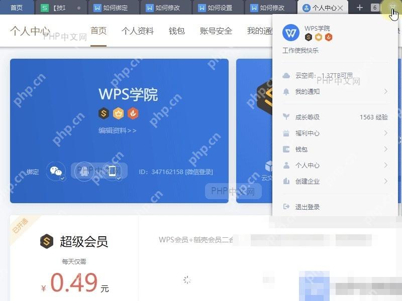 WPS如何修改个人资料?入口位置