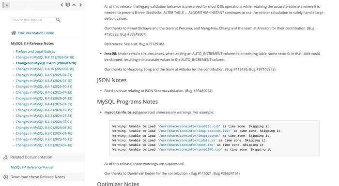 MySQL 8.4.11调整复制变量废弃计划的官方页面截图,证明新闻主体和更新来源