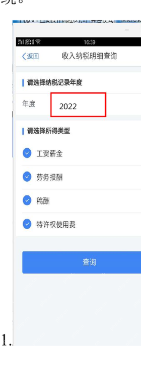 个人所得税App收入纳税明细年度和类型筛选