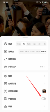 红果免费短剧:小窗模式开关,对应开启小窗模式